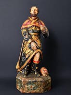 Beeldje, Saint Roch - 24 cm - Polychroom hout
