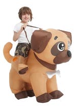 KIMU® Opblaas Kostuum Kinderen Zittend Op Hond 104 110 116 1, Ophalen of Verzenden, Nieuw