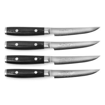 Yaxell Ran Steak Set 4-delig - VG10 Japans Damaststaal, Ophalen of Verzenden, Nieuw, Overige materialen