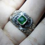 Zonder minimumprijs - Zegelring Zilver - 1.22ct. tw. Smaragd