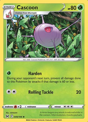 Cascoon 009/196 Reverse Holo Lost Origin, Ophalen of Verzenden, Nieuw, Losse kaart, Foil