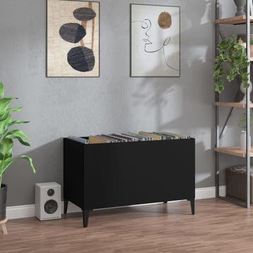 vidaXL Platenkast 74,5x38x48 cm bewerkt hout zwart, Huis en Inrichting, Woonaccessoires | Cd- en Dvd-rekken, Verzenden, Nieuw
