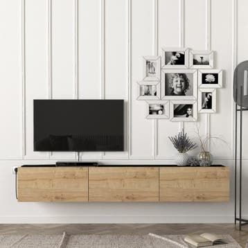 [en.casa] Tv-meubel Vihti zwevend 180x31x29,5 cm zwart en ei, Verzenden, Nieuw