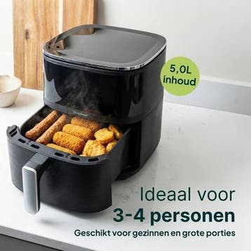 Airfryer 5L - Tot 4 Personen - PFAS-vrij - 12 Programmas, Verzenden, Zo goed als nieuw