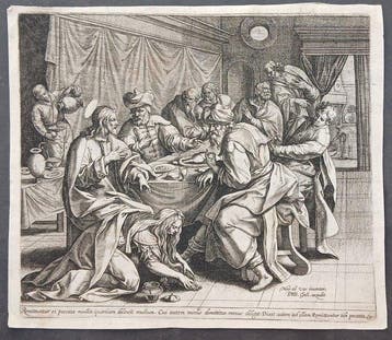Philip Galle (1537-1612), after De Vos - Gesù nella casa di