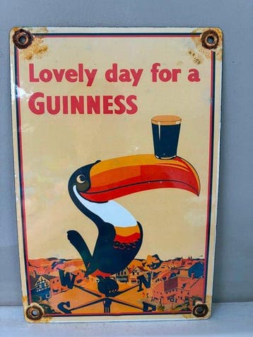 Guinness emaille reclamebord – toucan met pint – “Lovely Day