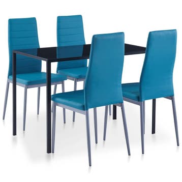vidaXL 5-delige Eethoek blauw, Verzenden, Nieuw