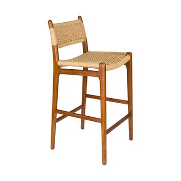 *WOONWINKEL* Dutchbone Cecile Houten Frame Barkruk Walnut, Verzenden, Nieuw