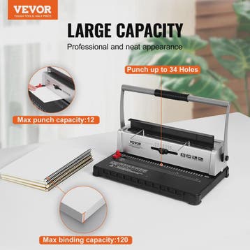 Handmatige Spiraal Bindmachine - 34 Gaten, 120 Vel Capacitei, Verzenden, Nieuw