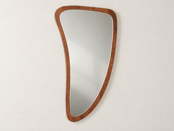 Wandspiegel - Glas, Hout - Vintage asymmetrische wandspiegel, Antiek en Kunst