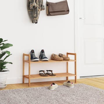 vidaXL Schoenenrek 69x27x41 cm massief walnotenhout, Huis en Inrichting, Verzenden, Nieuw
