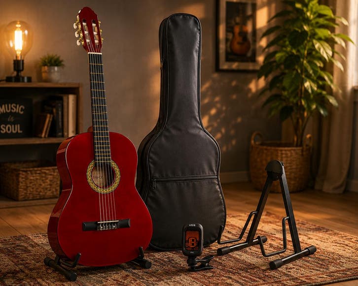 A.Martinez MTC-080/R Klassieke Gitaar 4/4 Red Hoogglans, Muziek en Instrumenten, Snaarinstrumenten | Gitaren | Akoestisch, Nieuw