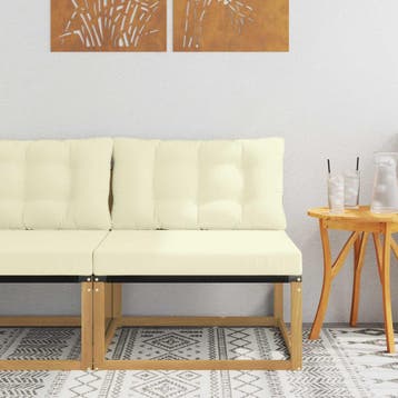 vidaXL Buiten Midden Sofa staal Whitewash en crème 79 x 83 x, Verzenden, Nieuw
