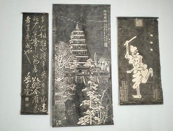 Set van 3 oude Chinese afdrukken op rijstpapier - China -