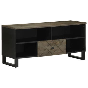 vidaXL Tv-meubel 100x33x46 cm massief mangohout zwart, Huis en Inrichting, Woonaccessoires | Cd- en Dvd-rekken, Verzenden, Nieuw
