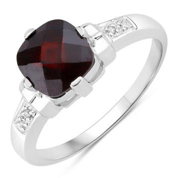 Ring - 14 karaat Witgoud - 2.71ct. tw. Granaat - Diamant -, Nieuw