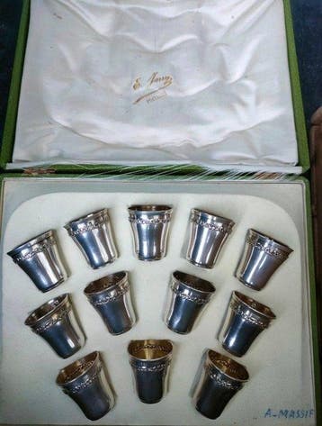 Drankservies (12) - Verres à liqueur/vodka - zilver 950