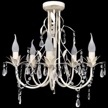 vidaXL Kristallen kroonluchter met wit elegant design (5, Huis en Inrichting, Lampen | Kroonluchters, Verzenden, Nieuw