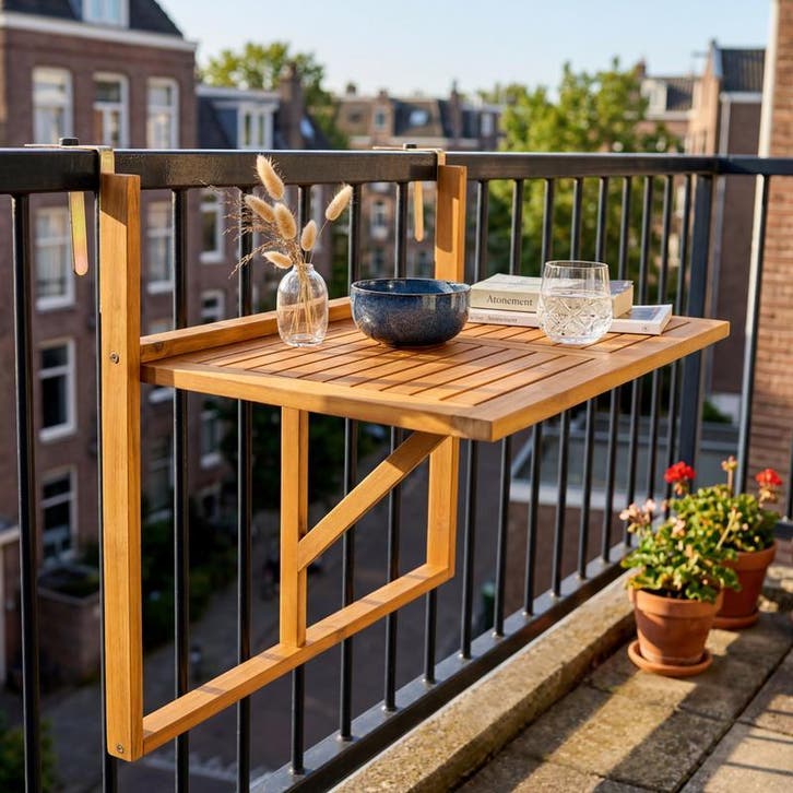 Houten balkontafel - inklapbaar - 45 x 78,4 x 70,5 cm |, Tuin en Terras, Tuinsets en Loungesets, Nieuw, Verzenden