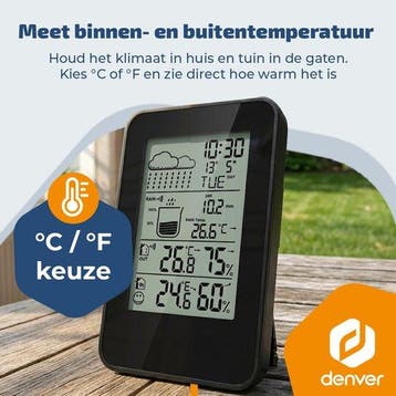 2dekans | Denver Weerstation - Binnen & Buiten - Hygrometer, Ophalen of Verzenden, Zo goed als nieuw