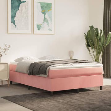 vidaXL Boxspring met matras fluweel roze 140x190 cm, Verzenden, Stof, Nieuw, Tweepersoons