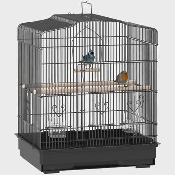 Pawhut Vogelkooi 46.5x36x59 cm met 2 Voederbakjes, 2 Zitstok