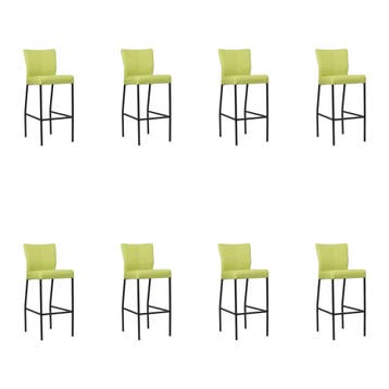 Set van 8 Leren barkrukken Revolt hoog - Hermes Lime, Ophalen of Verzenden, Nieuw, Leer
