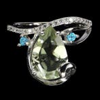 Zonder minimumprijs - Ring Zilver Amethist - Verte - Apatiet, Sieraden, Tassen en Uiterlijk, Ringen, Nieuw
