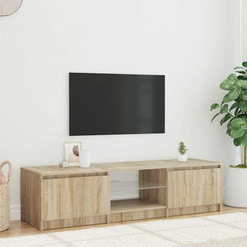 vidaXL Tv-meubel LED-verlichting 140x40x36 cm gerookt, Huis en Inrichting, Minder dan 50 cm, Verzenden, Nieuw, Minder dan 100 cm