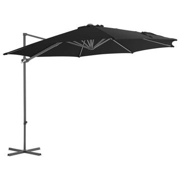 vidaXL Zweefparasol met stalen paal 300 cm zwart, Verzenden, Nieuw, 1 tot 2 meter, Zweefparasol