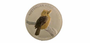 Kookaburra 1 oz 2010 Verguld, Postzegels en Munten, Verzenden, Losse munt, Zilver