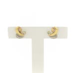 Tricolor gouden oorstekers met zirconia (Oorbellen), Sieraden, Tassen en Uiterlijk, Oorbellen, Gebruikt, Overige kleuren, Ophalen of Verzenden