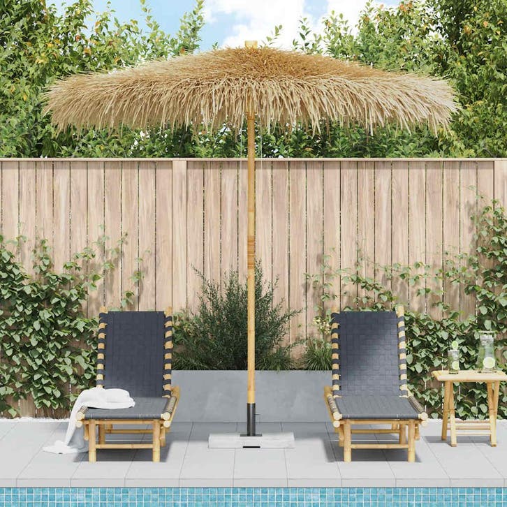 vidaXL Parasol van bamboe met dak van bananenbladeren 210 cm, Tuin en Terras, Parasols, Nieuw, 2 tot 3 meter, Verzenden