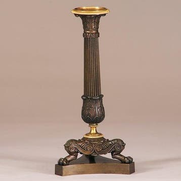 Stel van 2 bronzen deels vergulde kandelaren empire ca 1810, Antiek en Kunst, Ophalen of Verzenden
