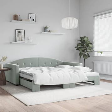 vidaXL Slaapbank met onderschuifbed 100x200 cm fluweel, 100 cm, Eenpersoons, Verzenden, Nieuw