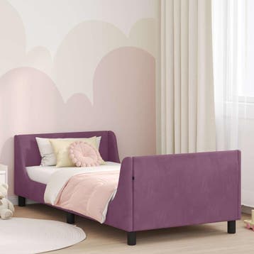 vidaXL Bedframe voor kinderen met hoofdbord Paars 90 x 200, Verzenden, Nieuw, Stof