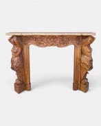 Schouw - Elegant Fireplace Mantel with Caryatids - 20e eeuw
