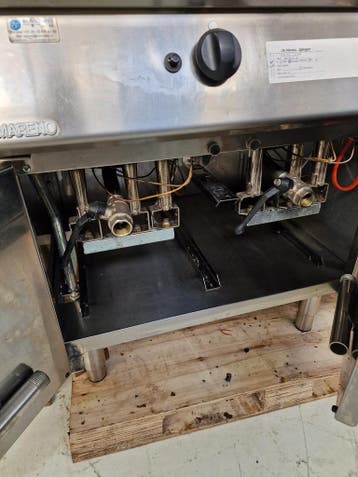 Mareno 2 pans gasfriteuse en Au bain marie 2x 15L, Ophalen of Verzenden, Gebruikt