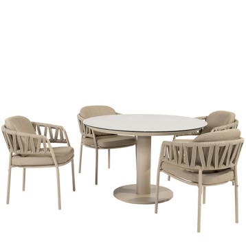Calma Sarah dining tuinset 120xH75 cm rond 5 delig keramiek, Ophalen of Verzenden, Nieuw