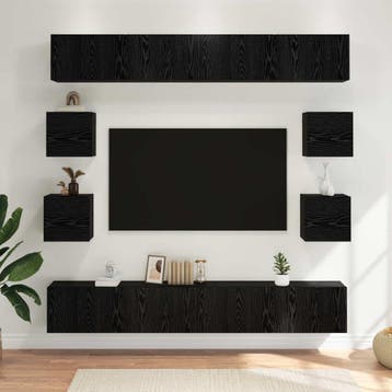 vidaXL Tv-meubelset 8 st 100 x 30 x 30 cm Zwart eiken, Minder dan 50 cm, Verzenden, Nieuw, Minder dan 100 cm