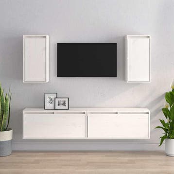 vidaXL Tv-meubelen 4 st massief grenenhout wit, Huis en Inrichting, Kasten | Televisiemeubels, Verzenden, Nieuw, 50 tot 100 cm