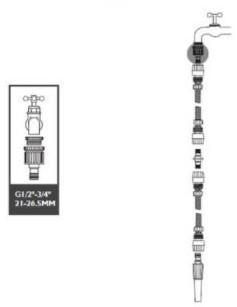 Tap adapter tuinslang 1/2 - 3/4 direct op kraan aan te, Hobby en Vrije tijd, Ophalen of Verzenden, Nieuw