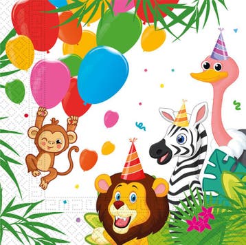 Jungle Dieren Balloons Servetten (20st), Ophalen of Verzenden, Nieuw