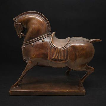 Beeld, Tang-Dynastie stijl paard - 23 cm - Brons, Antiek en Kunst