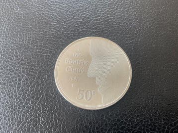 Nederland. 50 Gulden 1991 “ zilveren huwelijk Beatrix en