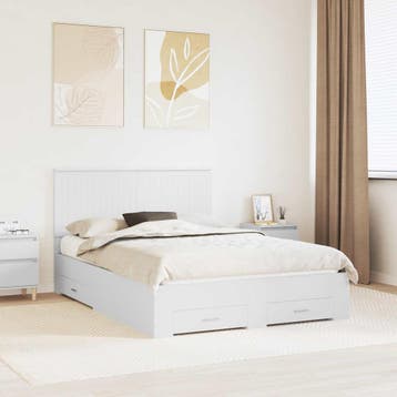 vidaXL Bedframe met lade met hoofdeinde Wit 140 x 200 cm, Verzenden, Wit, Hout, Nieuw