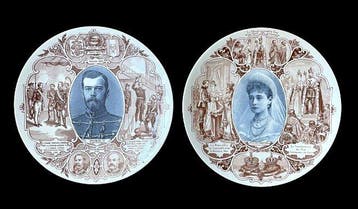 Sarreguemines - Wandbord (2) - Nickolaus II & Alexandra -