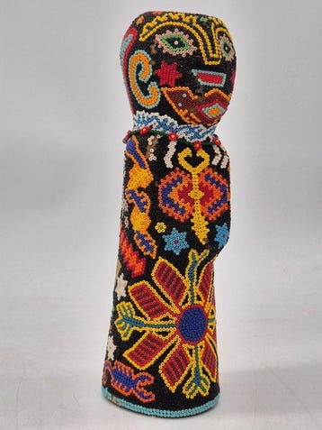 Mexiko / Huichol – Skulptur – Handgefertigte Holzfigur mit