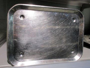 RVS Vleesschaal B34,5 x D24,5cm met noppen, Vleesbak,, Gebruikt