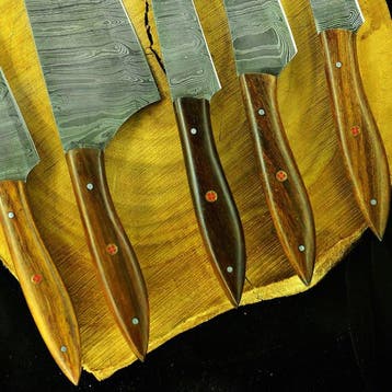 Keukenmes - zeshonderdveertig - Staal, Hout, Handgemaakt